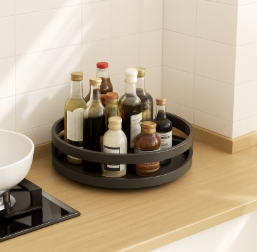 Premium Luxury Rotating Spice Rack — 3-Tier 360° Kitchen Countertop Organizer Shelf — Matte Black Steel Spice Holder Stand for Home Bar Restaurant Commercial Use — Wholesale Supplier