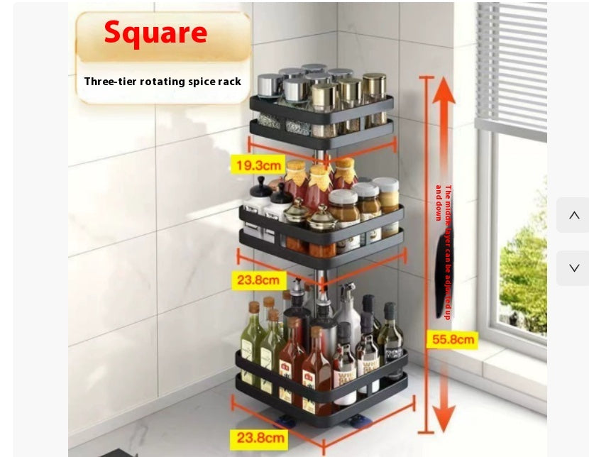 Premium Luxury Rotating Spice Rack — 3-Tier 360° Kitchen Countertop Organizer Shelf — Matte Black Steel Spice Holder Stand for Home Bar Restaurant Commercial Use — Wholesale Supplier